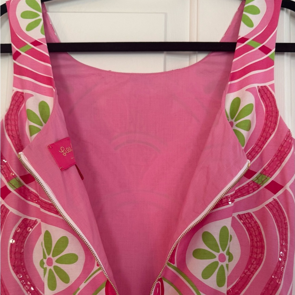 Lilly Pulitzer Jubilee shift dress sleeveless size 4 pink with sequins - Picture 4 of 11